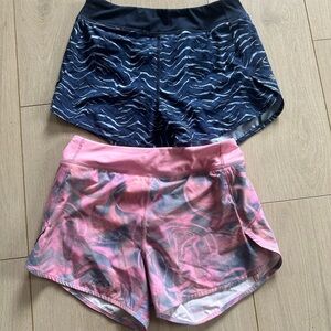 Athleta Pink and Blue Athletic Gils Shorts Performance Fabric Bundle size 12